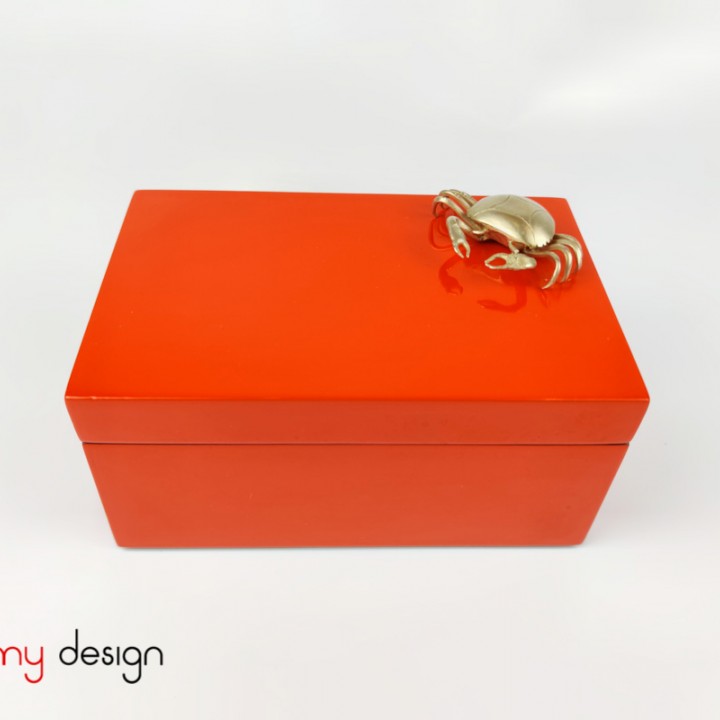 Orange rectangular box with crab 11*17*H8cm